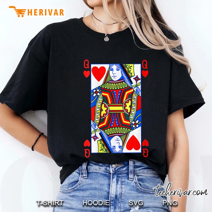 Womens Queen Of Hearts Shirt Funny Halloween Costume Tee Poker Ladies Tee