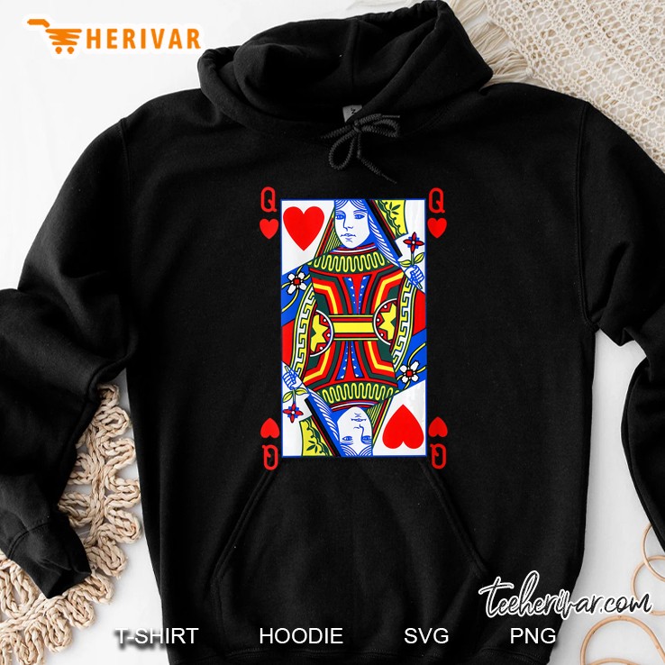 Womens Queen Of Hearts Shirt Funny Halloween Costume Tee Poker Hoodie