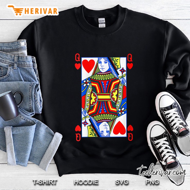 Womens Queen Of Hearts Shirt Funny Halloween Costume Tee Poker Sweatshirt