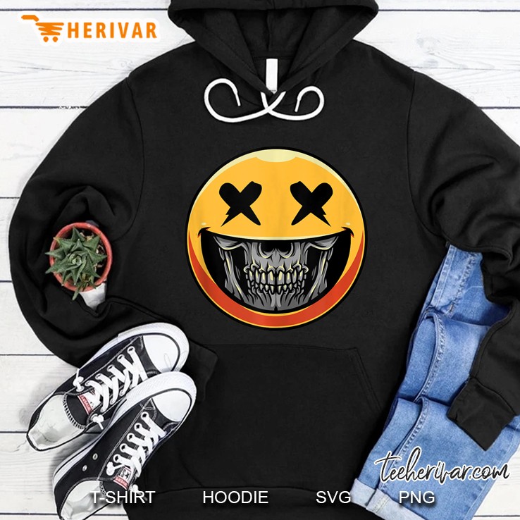 Scary Halloween Smiley Face Emoji Skull Gift For Men Women Tank Top Hoodie