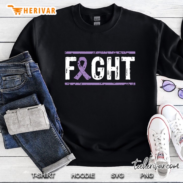 Womens Vulvar Cancer Awareness Fight Cancer Purple Ribbon Sweatshirt