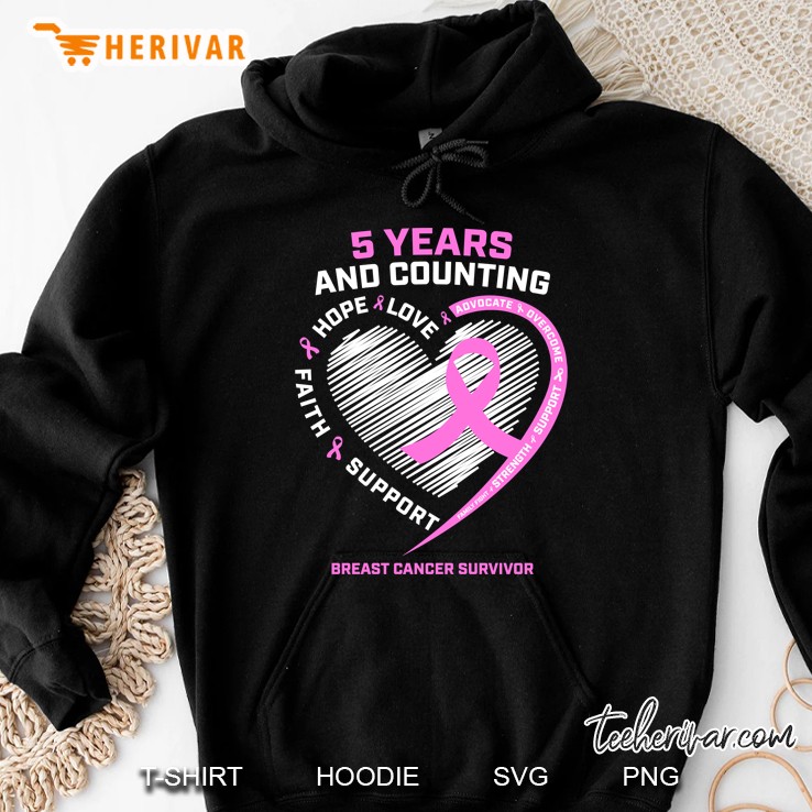 5 Year Breast Cancer Survivor Shirt 5 Years Cancer Free Hoodie