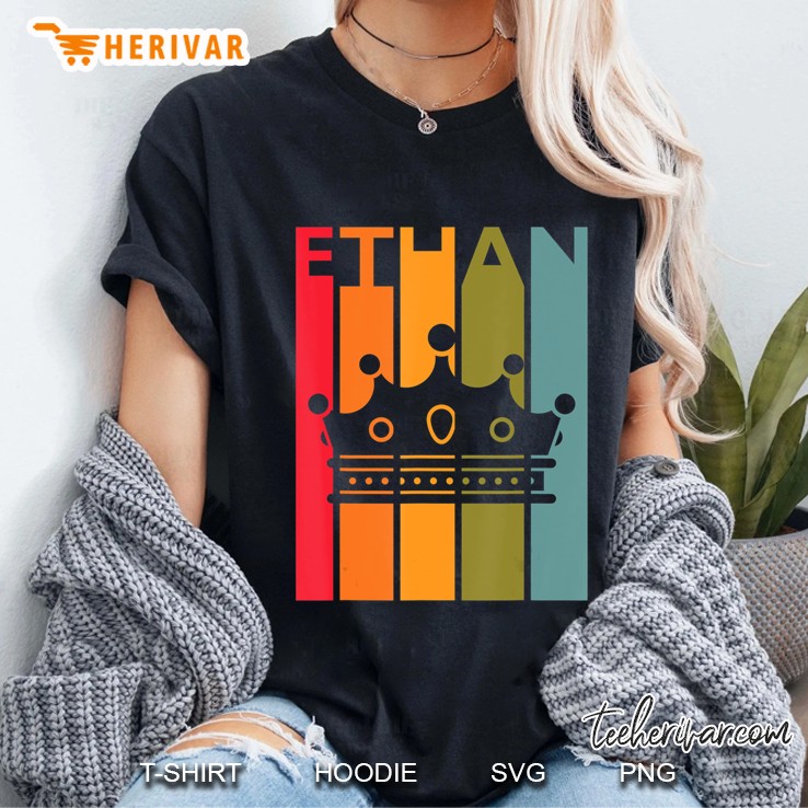 Ethan Gift Idea For Boys Men Retro First Name Vintage Ethan Ladies Tee