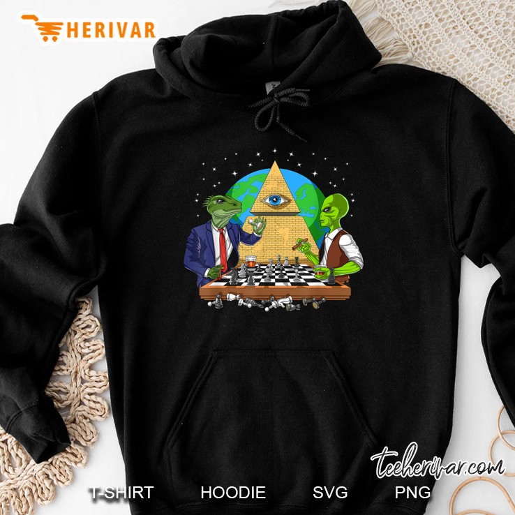 Space Alien Illuminati Masonic Chess Cosmic All Seeing Eye Hoodie