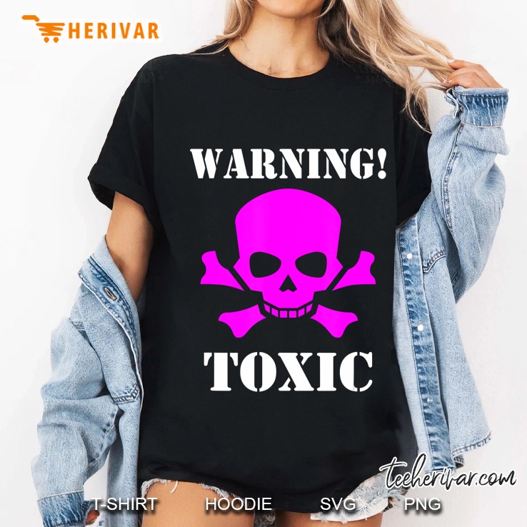 Warning Toxic Skull Graphic Death Crossbones Ladies Tee