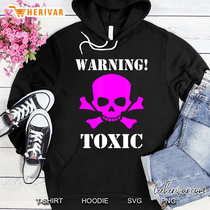 Warning Toxic Skull Graphic Death Crossbones Hoodie
