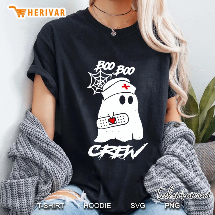 Boo Boo Crew Nurse Ghost Funny Halloween Costume Ladies Tee