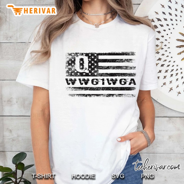 Vintage American Flag Patriotic Qanon Wwg1wga Qanon Flag Ladies Tee