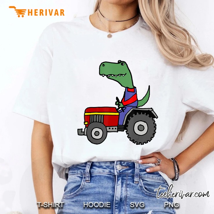 Smileteesfunny Funny T-Rex Dinosaur Driving Tractor Ladies Tee