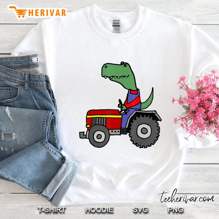 Smileteesfunny Funny T-Rex Dinosaur Driving Tractor Sweatshirt