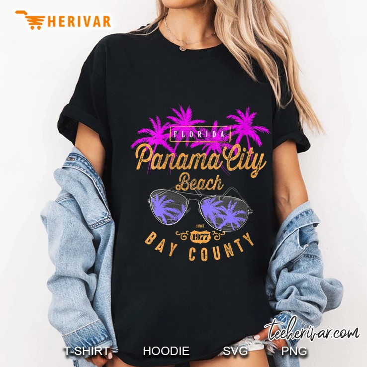 Womens Panama City Beach Florida Graphic Vintage V-Neck Ladies Tee