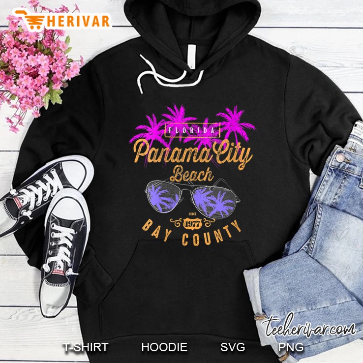 Womens Panama City Beach Florida Graphic Vintage V-Neck Hoodie