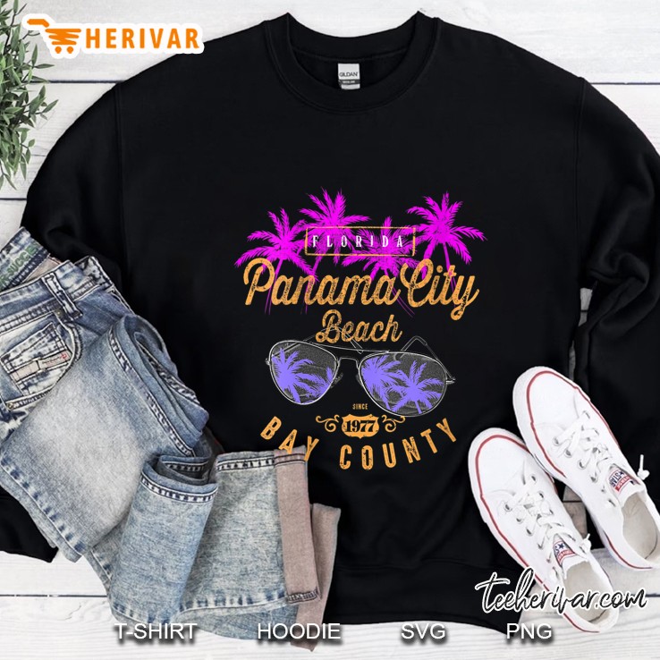 Womens Panama City Beach Florida Graphic Vintage V-Neck Sweatshirt