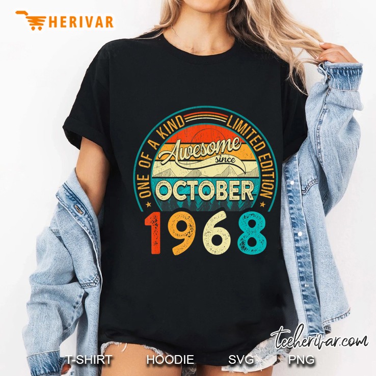 Distressed Vintage Awesome Since October 1968 52 Years Old Ladies Tee