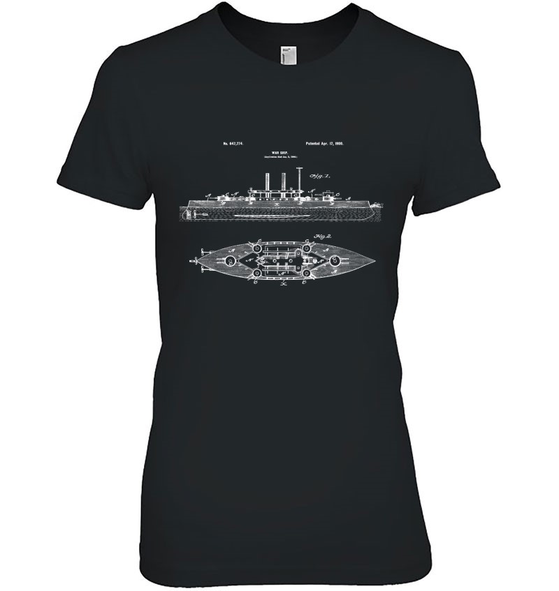 Warship Blueprint Tee Shirt - World War Great War Ship T Shirts ...