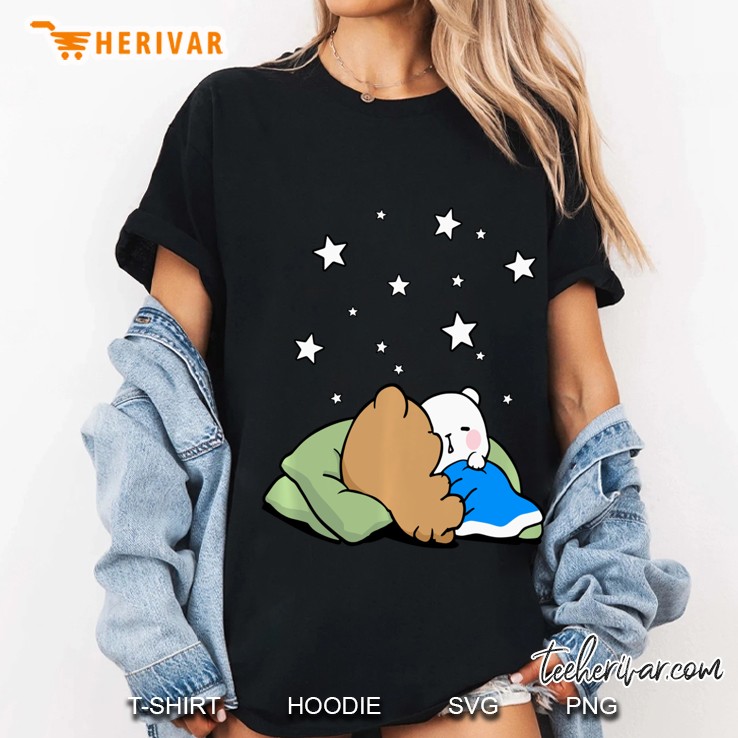 Milk Mocha Bear Sleeping Under The Stars Love Kiss Valentine Pullover Ladies Tee