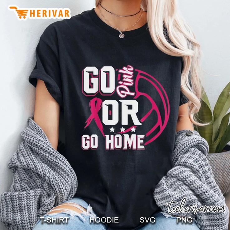 Volleyball Pink Ribbon Breast Cancer Warrior Awareness Ladies Tee