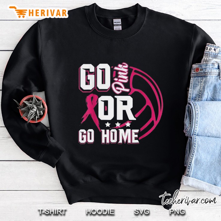 Volleyball Pink Ribbon Breast Cancer Warrior Awareness Sweatshirt