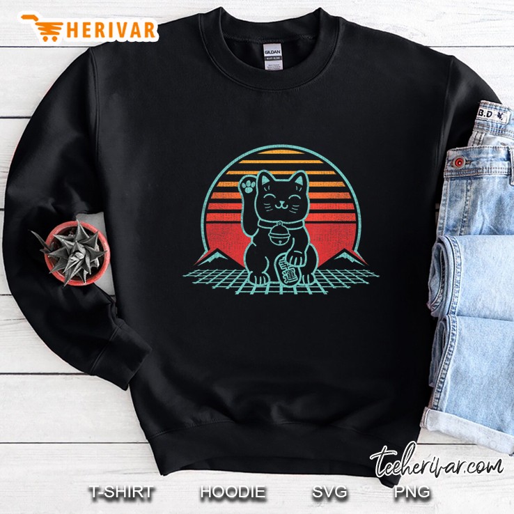 Maneki Neko Kawaii Lucky Cat Japan Retro 80S Style Cute Gift Sweatshirt