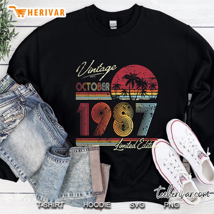 Vintage 33Rd Birthday Gift Retro Vintage October 1987 Ver2 Sweatshirt
