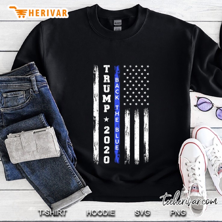 Thin Blue Line Trump 2020 Back The Blue American Flag Police Sweatshirt