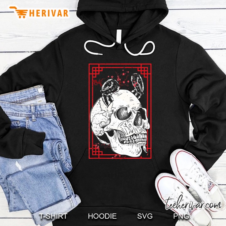 Japanese Demon Harajuku Kabuki Yokai Oni Face Mask Art Hoodie