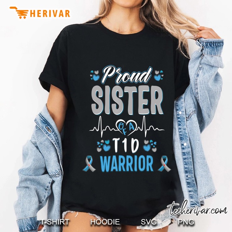T1d Proud Sister Diabetes Awareness Type 1 Pancreas Insulin Ladies Tee