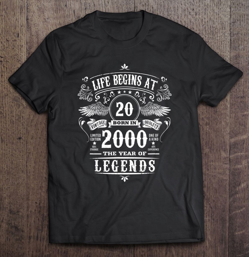 20th Birthday T-Shirt 2000 Premium Quality Mens For An 20 Year Old Vintage year 