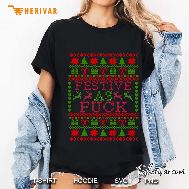 Festive As Fuck Swear Word Ugly Christmas Ladies Tee
