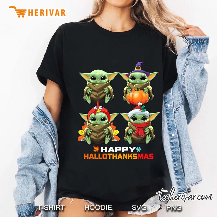 Happy Hallothanksmas Baby Yoda Version Ladies Tee