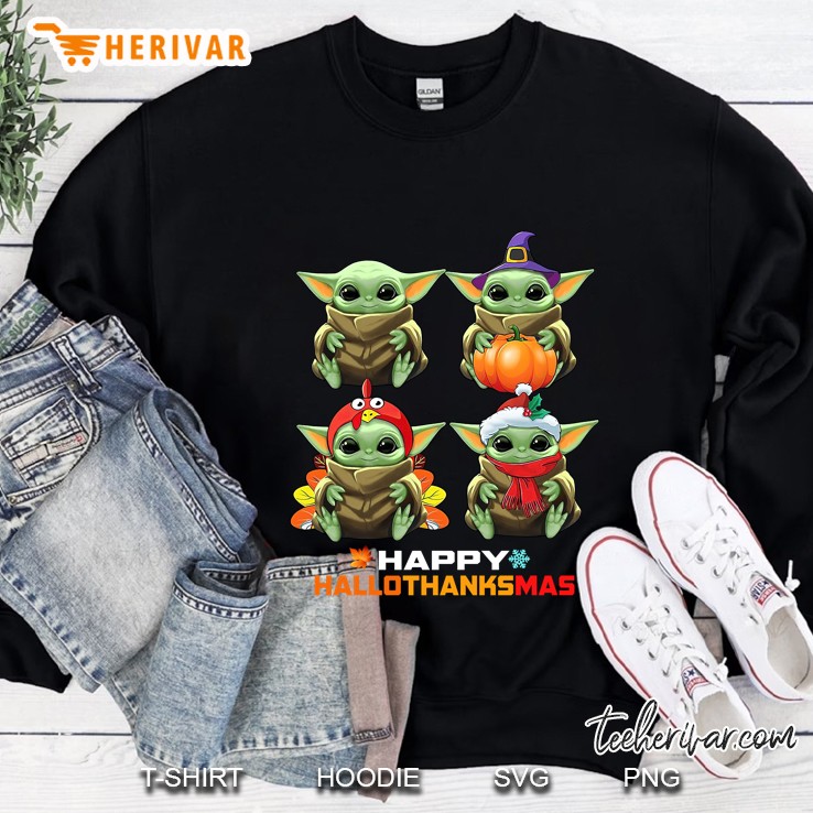 Happy Hallothanksmas Baby Yoda Version Sweatshirt