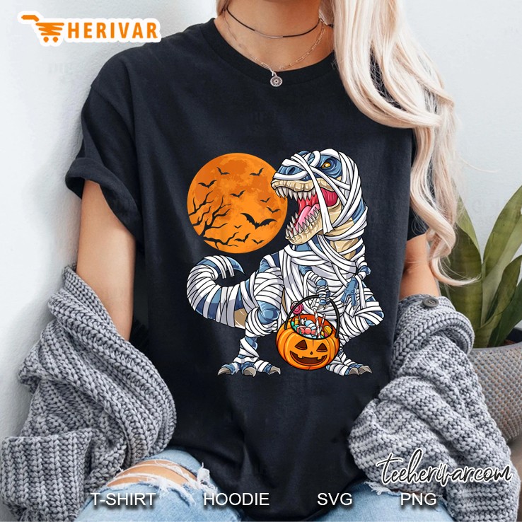Mummy T-Rex Dinosaur Trick Or Treat Halloween Ladies Tee