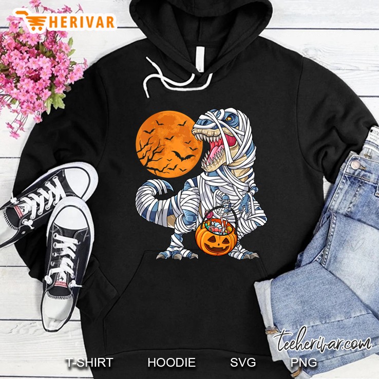 Mummy T-Rex Dinosaur Trick Or Treat Halloween Hoodie