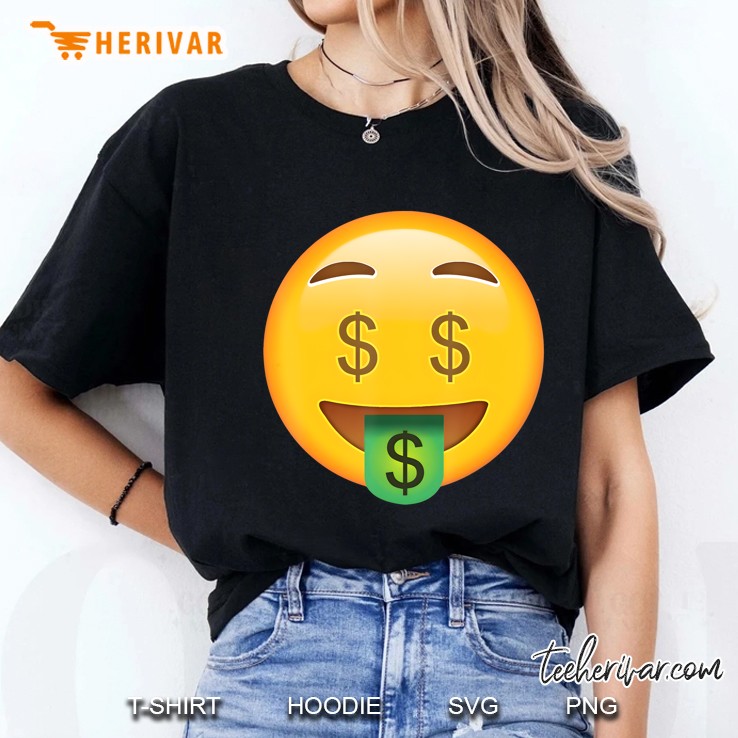 Emoji Money Face Dollar Signs Eyes Emoticon Texting Ladies Tee
