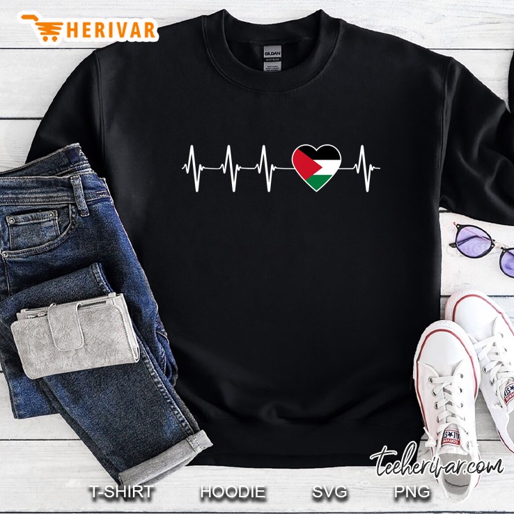 Palestinian Heartbeat - Support I Love Palestine Flag Gift Pullover Sweatshirt