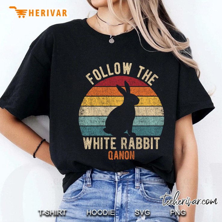 Qanon Apparel Follow The White Rabbit Retro Q Anon Ladies Tee