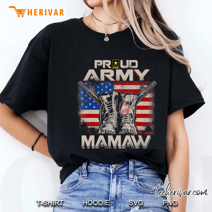 Proud Army Mamaw America Flag Us Military Pride Ladies Tee