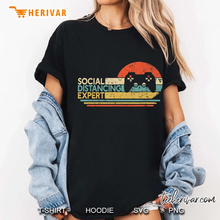 Social Distancing Expert Gaming Vintage Video Gamer Ladies Tee