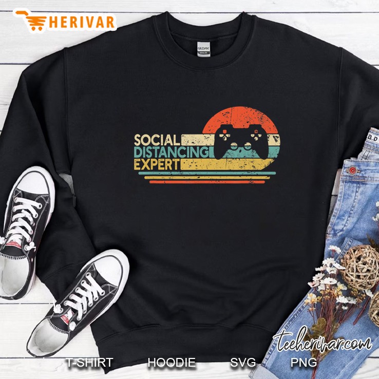 Social Distancing Expert Gaming Vintage Video Gamer Sweatshirt