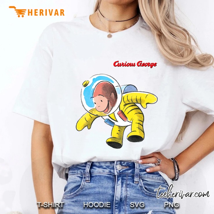 Curious George Happy Astronaut Portrait Ladies Tee