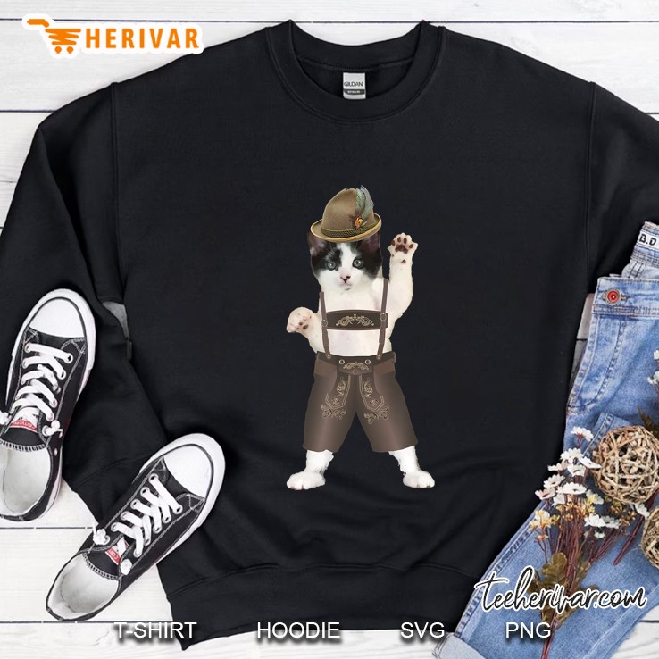 Cat Wearing Lederhosen Shirt For Oktoberfest Sweatshirt