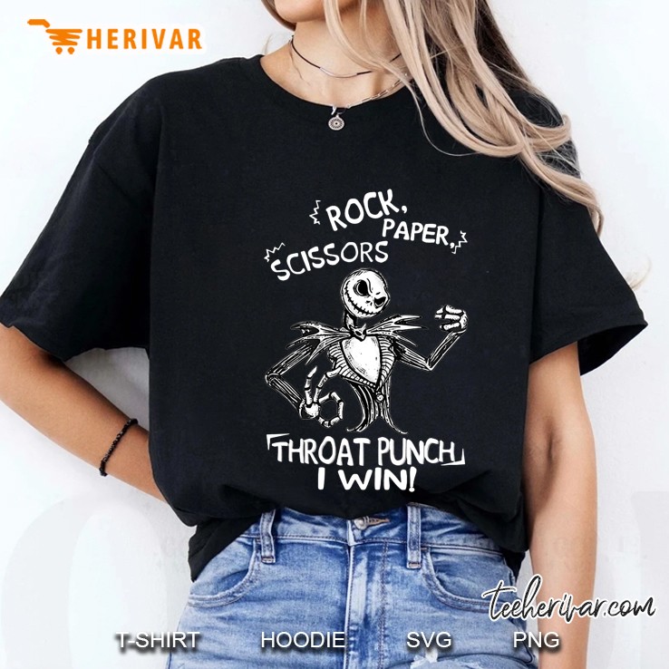Rock Paper Scissors Throat Punch I Win Jack Skellington Nightmare Before Christmas Ladies Tee