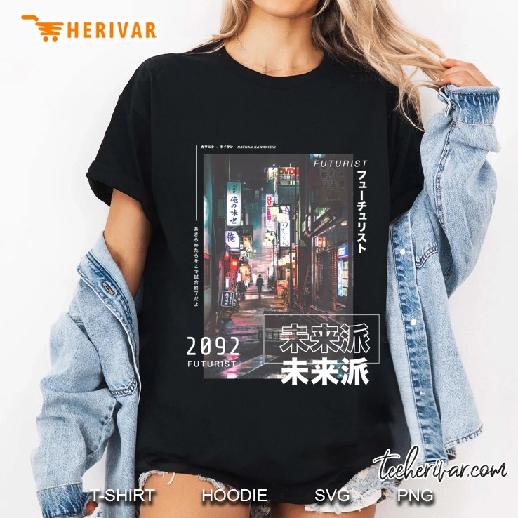 Japanese Street Cyberpunk Tokyo Streetwear Aesthetic Graphic Pullover Ladies Tee