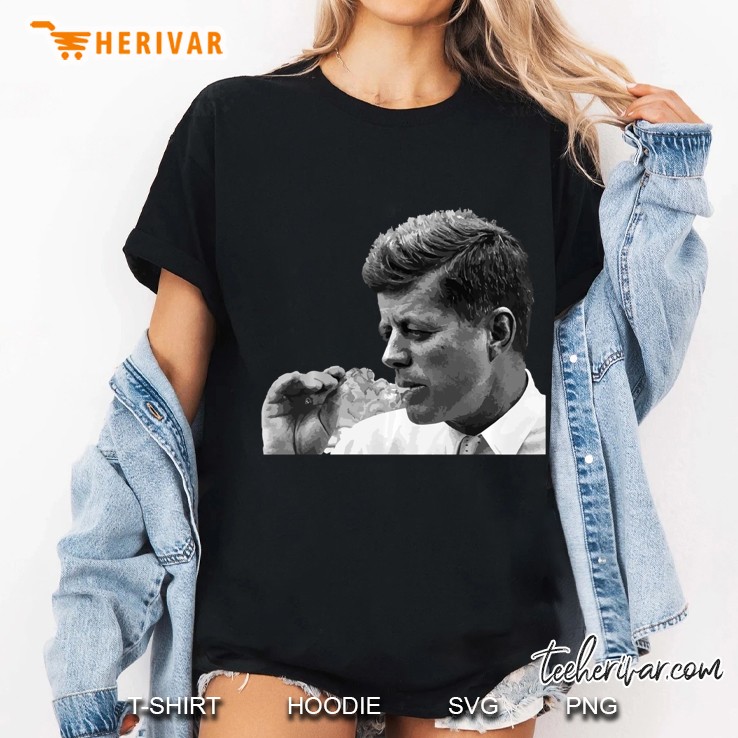 Jfk John F Kennedy Cigar Smoking Smoker Pullover Ladies Tee