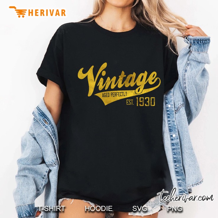 Vintage Est 1930 90 Years Old B-Day 90Th Birthday Gift Pullover Ladies Tee