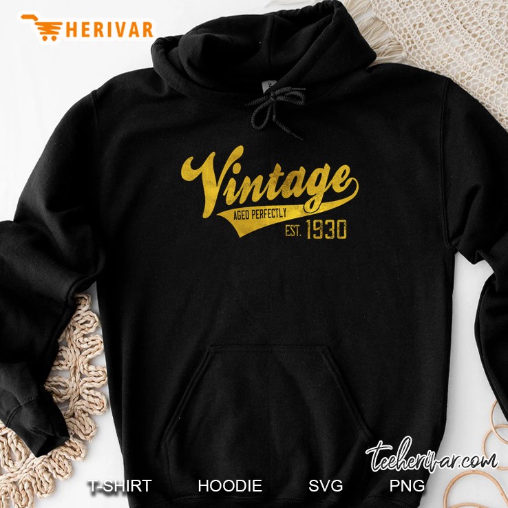 Vintage Est 1930 90 Years Old B-Day 90Th Birthday Gift Pullover Hoodie