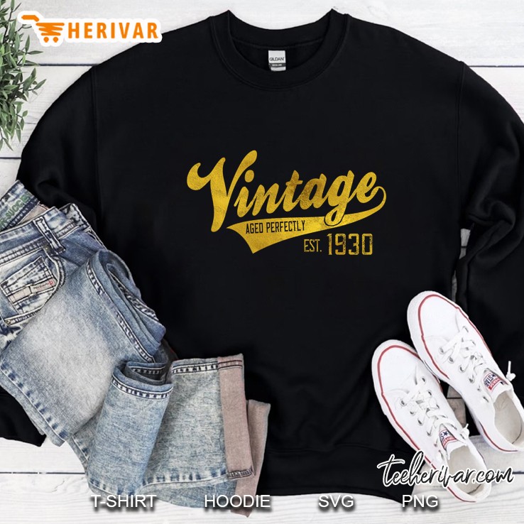 Vintage Est 1930 90 Years Old B-Day 90Th Birthday Gift Pullover Sweatshirt