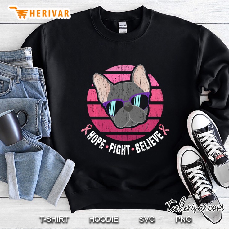 Breast Cancer Awareness French Bulldog Pink Ribbon Hope Sweatshirt
