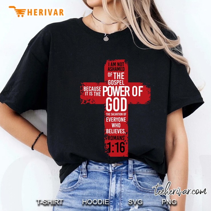 Romans 116 Bible Verse Religion Jesus Cross Christian Gift Ladies Tee