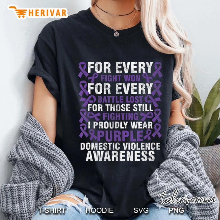 Domestic Violence Awareness Month I Proudly Wear Purple Ladies Tee